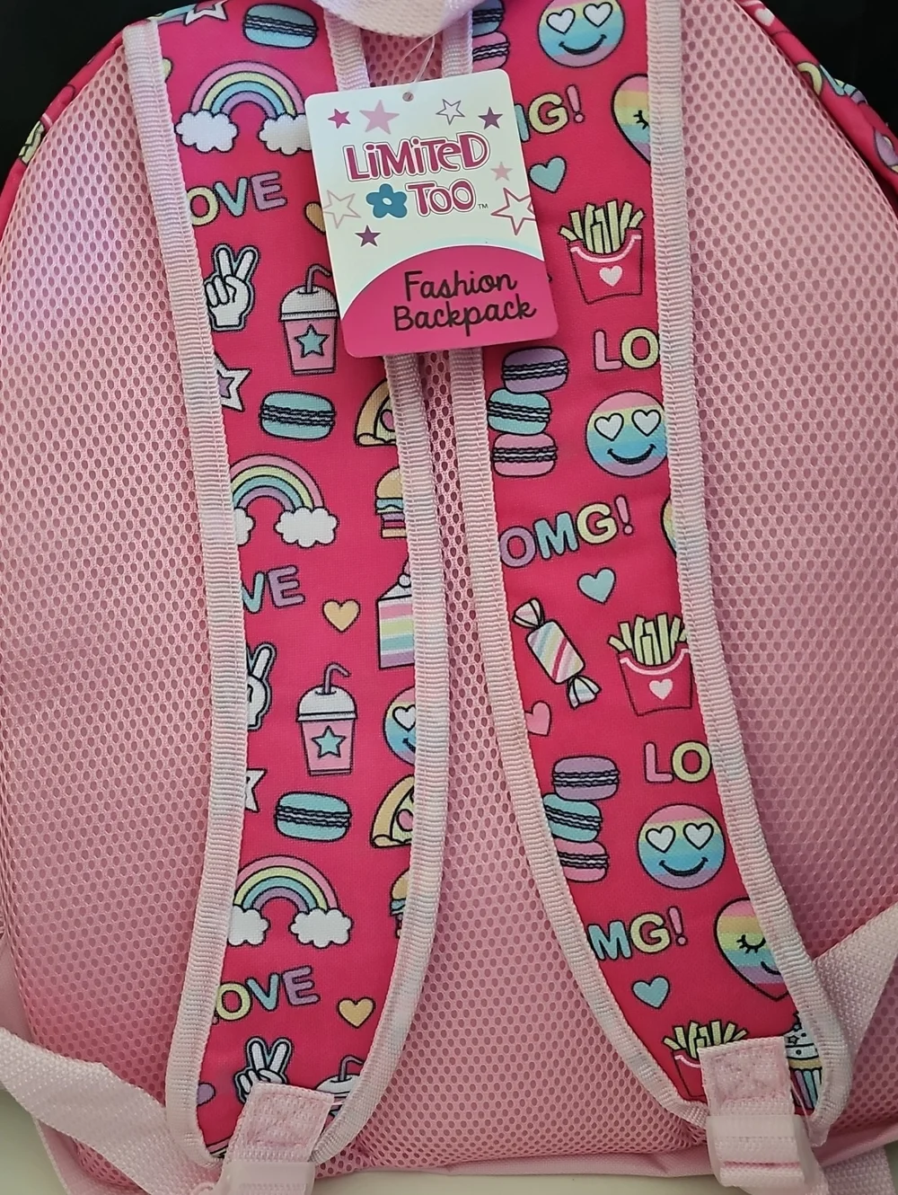 Limited Too Pink Rainbow Heart 5 Piece Backpack School Set NWT